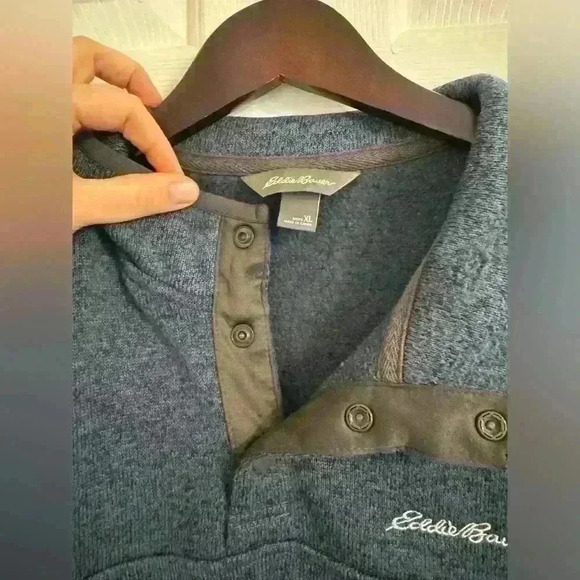 Eddie Bauer Sweatshirt size XL 1/4 button pullover blue - Picture 3 of 6